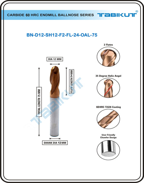 12mm Carbide Ballnose endmill