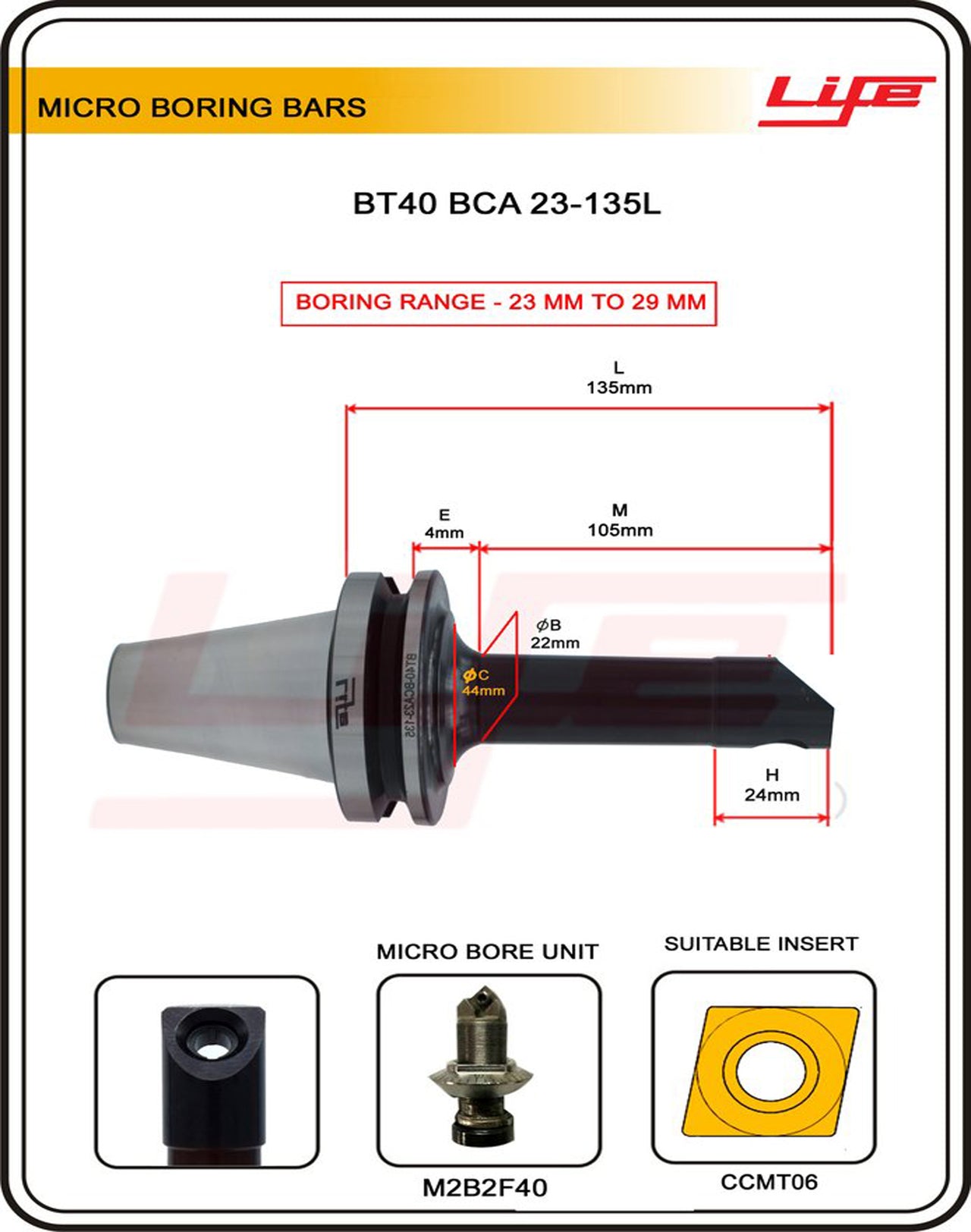 Micro Boring Bars Bca 23-29mm