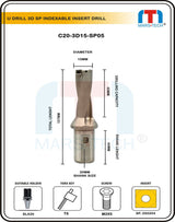 U Drill 15mm suitable to spmg insert