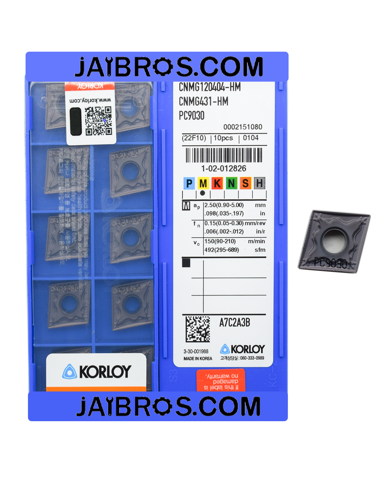 Korloy CNMG120404/08 hm pc9030 ss grade pack of 10