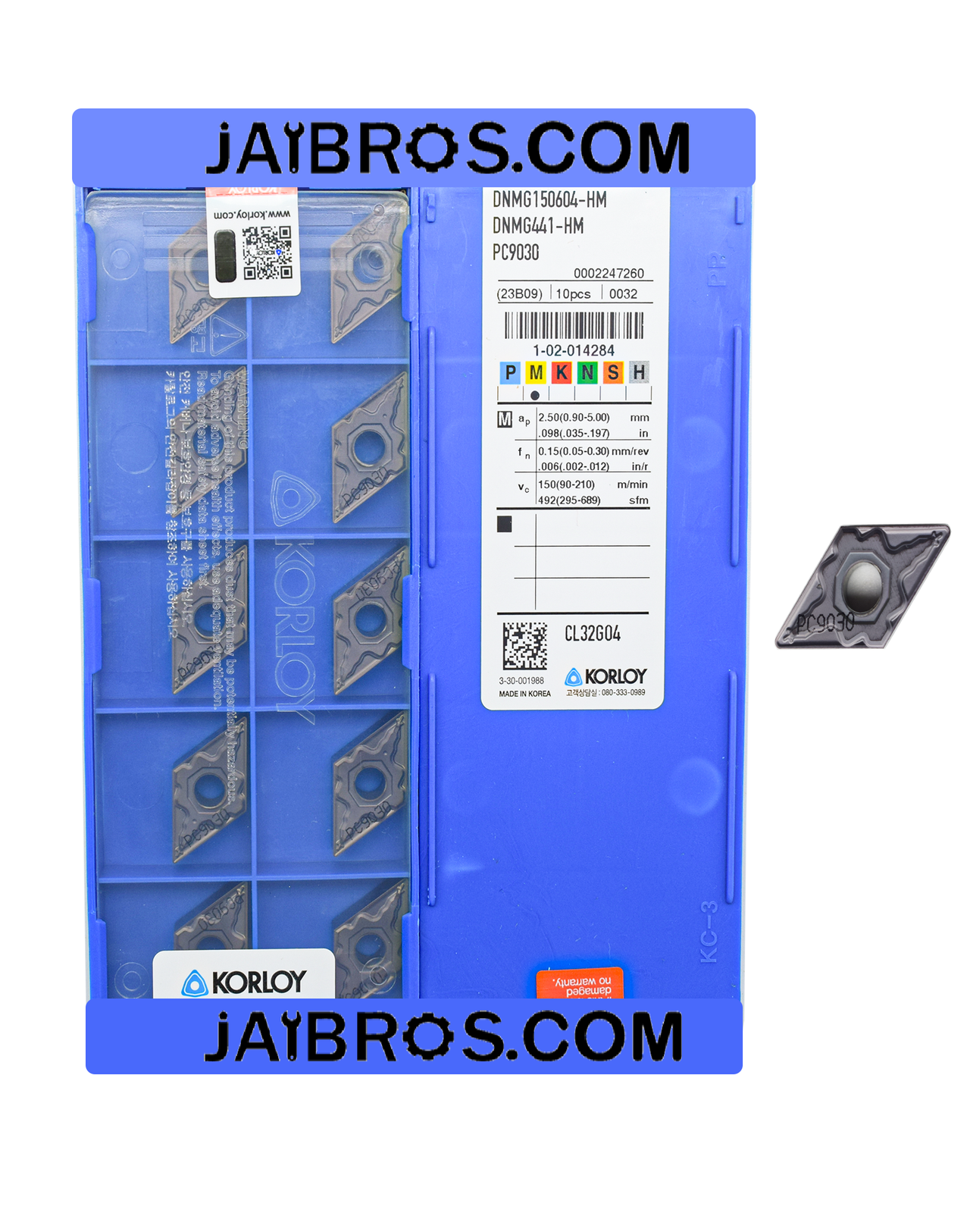 Korloy DNMG150608/04 HM PC9030 carbide insert ss grade pack of 10