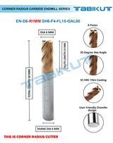 Corner Radius Endmill 6 mm in 0.5 and 1 mm radius pack of 1