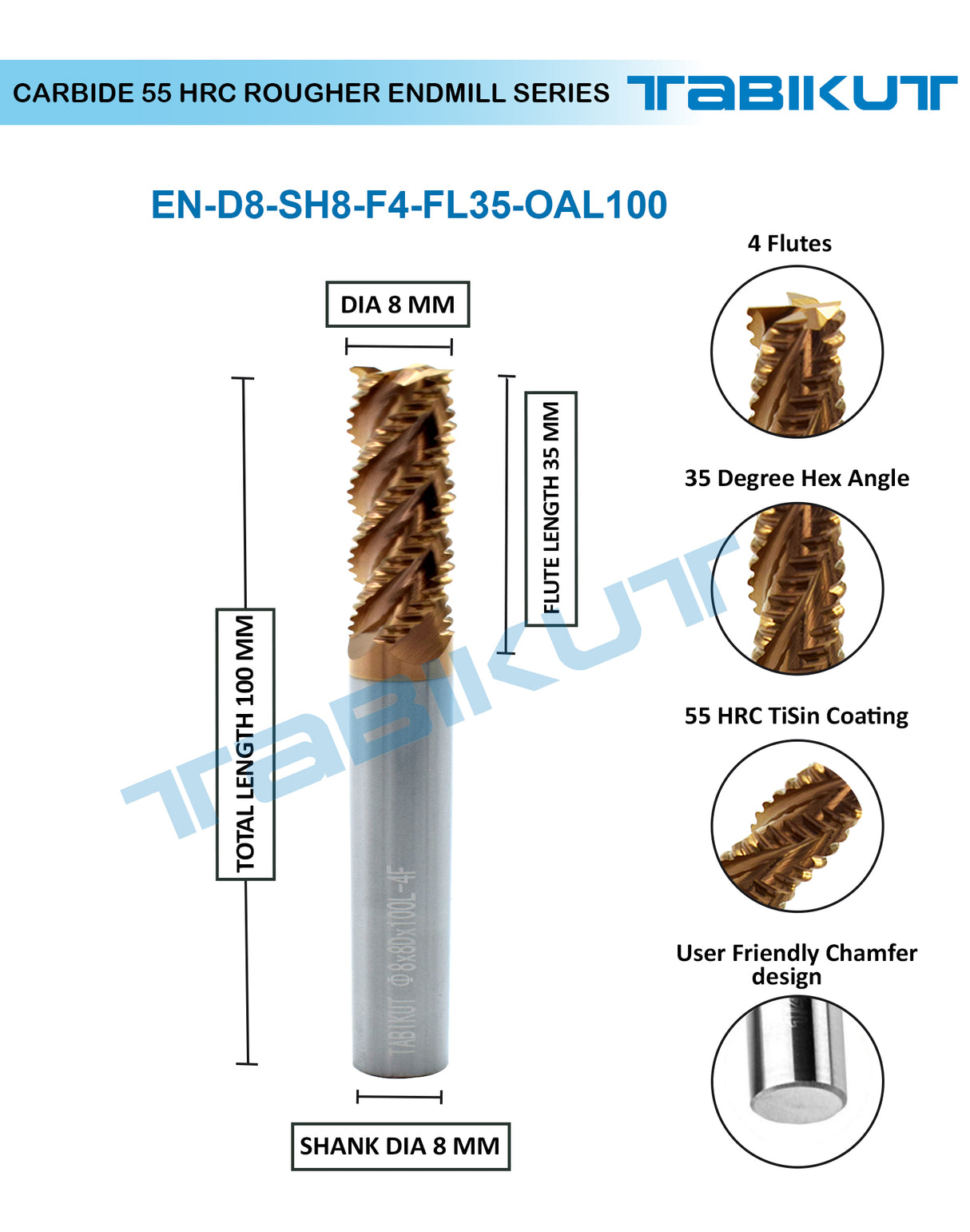 carbide 55 HRC rougher endmill