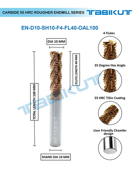 10mm Rougher cutter in 75&100 mm length 