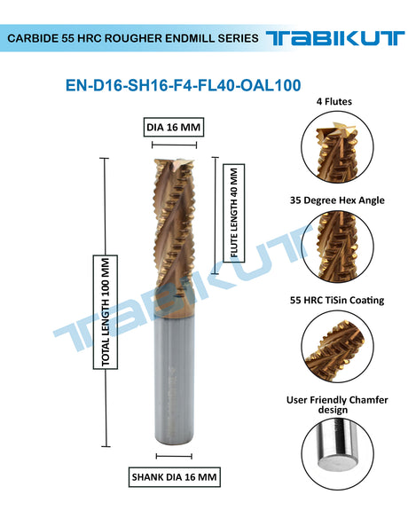 16mm Rougher cutter 100mm Length