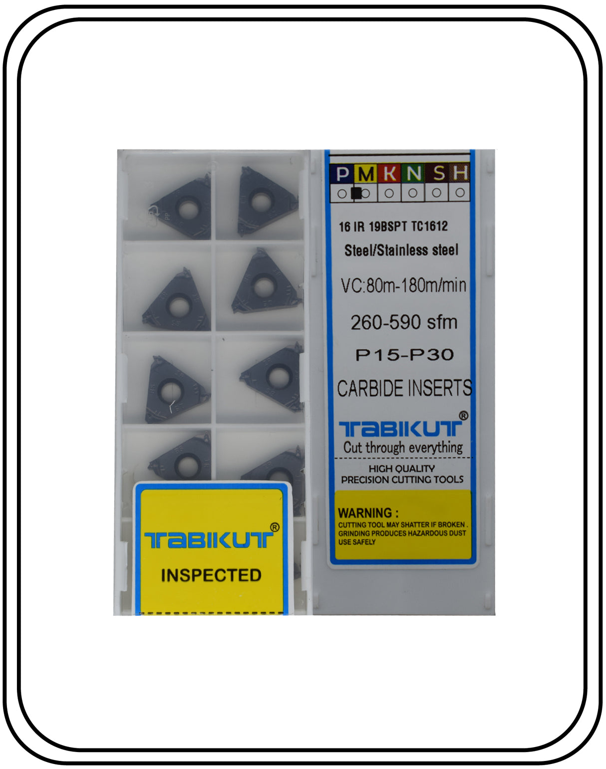 16ER/IR 19 BSPT External/Internal Threading Insert Pack Of 10