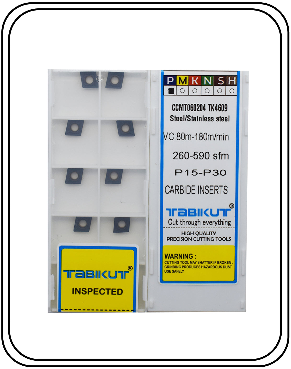 CCMT060204 4609 TABIKUT Carbide Insert For Steel Black Pack Of 10