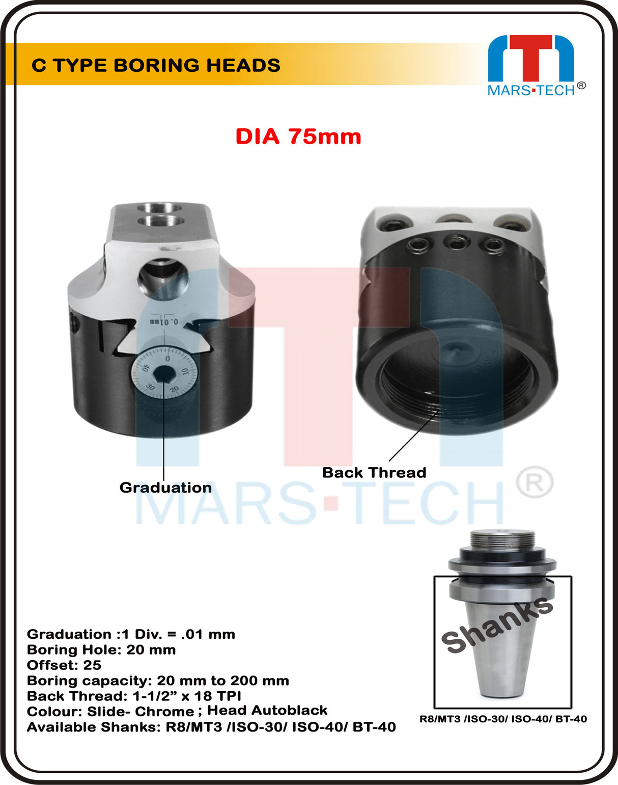 C Type Boring Head 75 MM