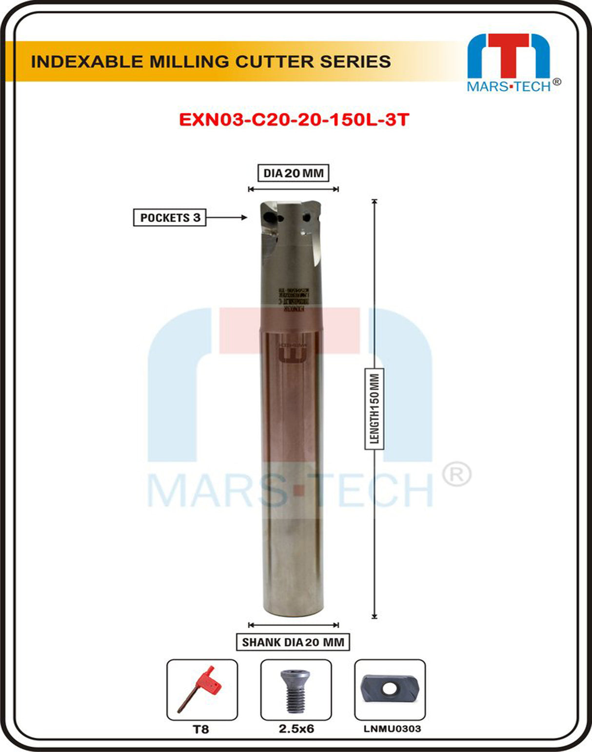 LNMU0303 Milling Cutter Body Dia 20