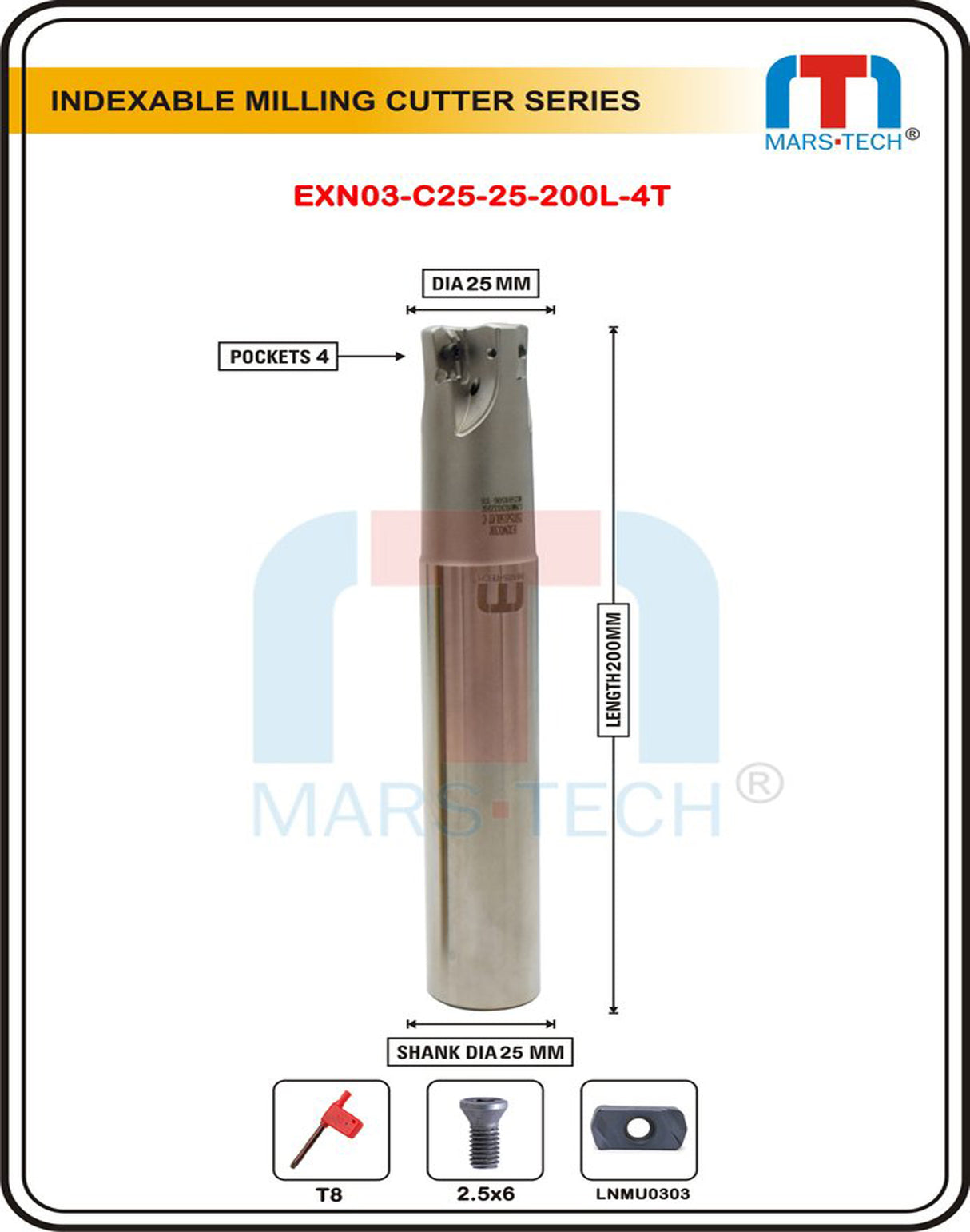 LNMU0303 Milling Cutter Body Dia 25-200-4