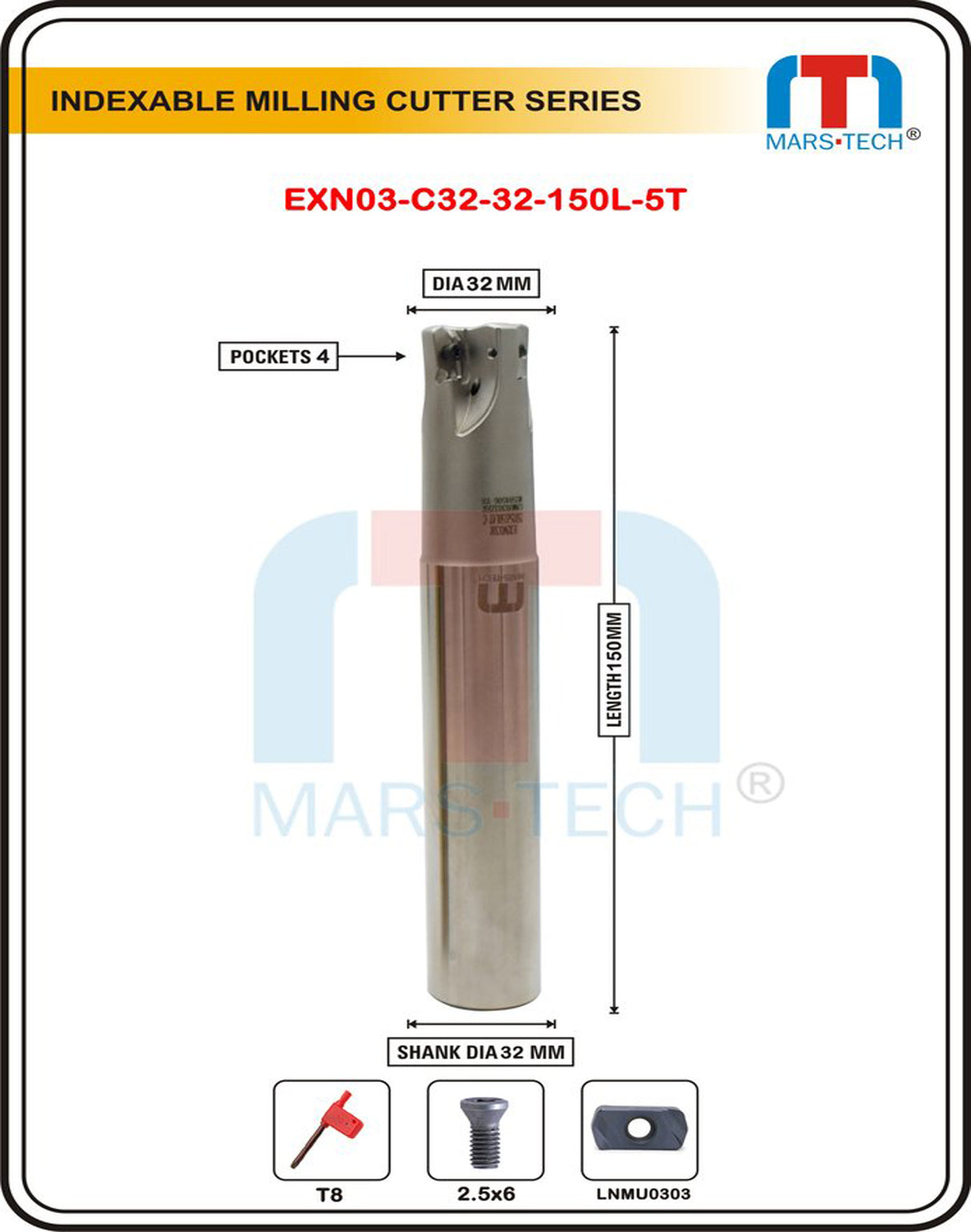 LNMU0303 Milling Cutter Body Dia 32-200L-5TEETH