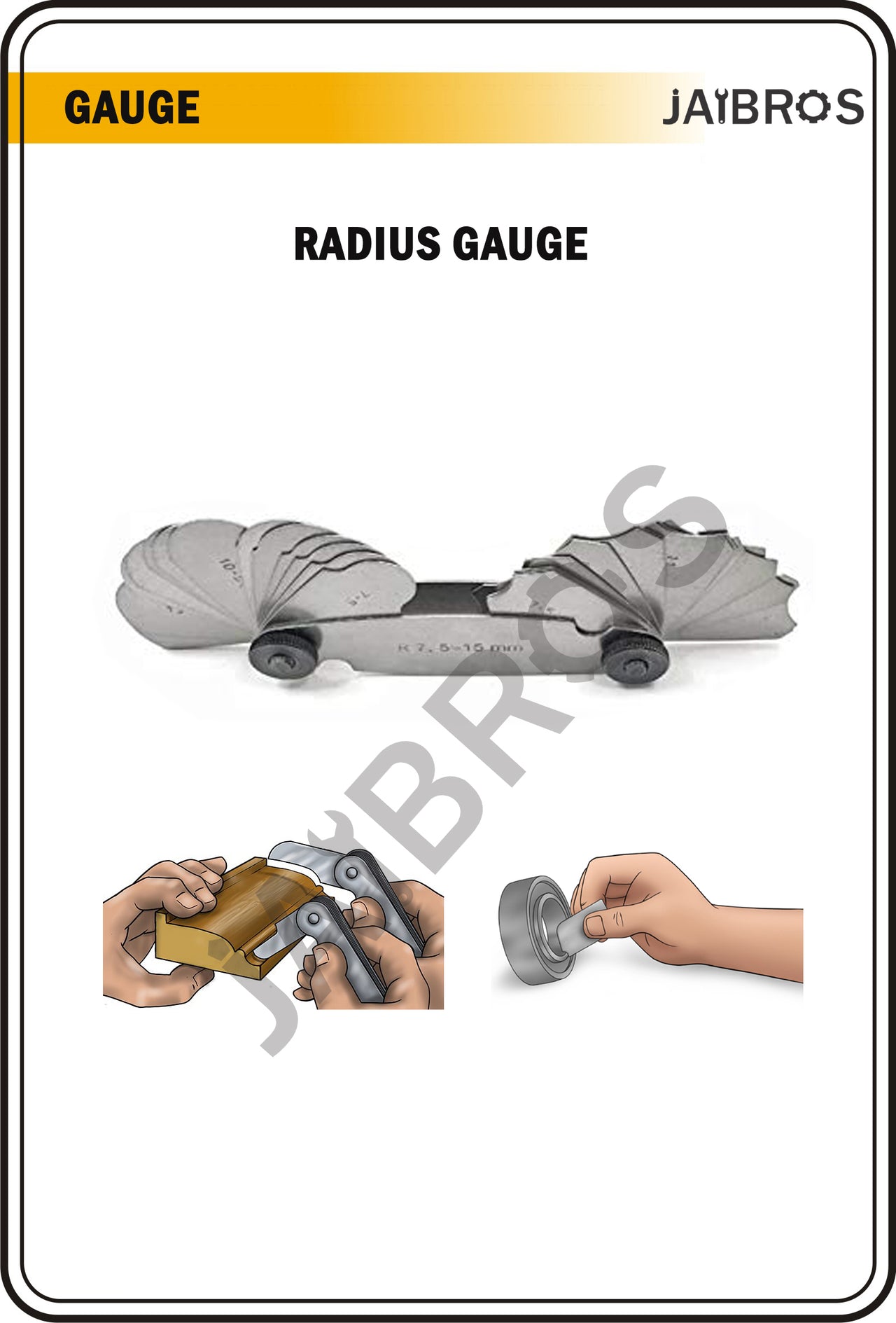 Radius gauge 7.5-15 mm