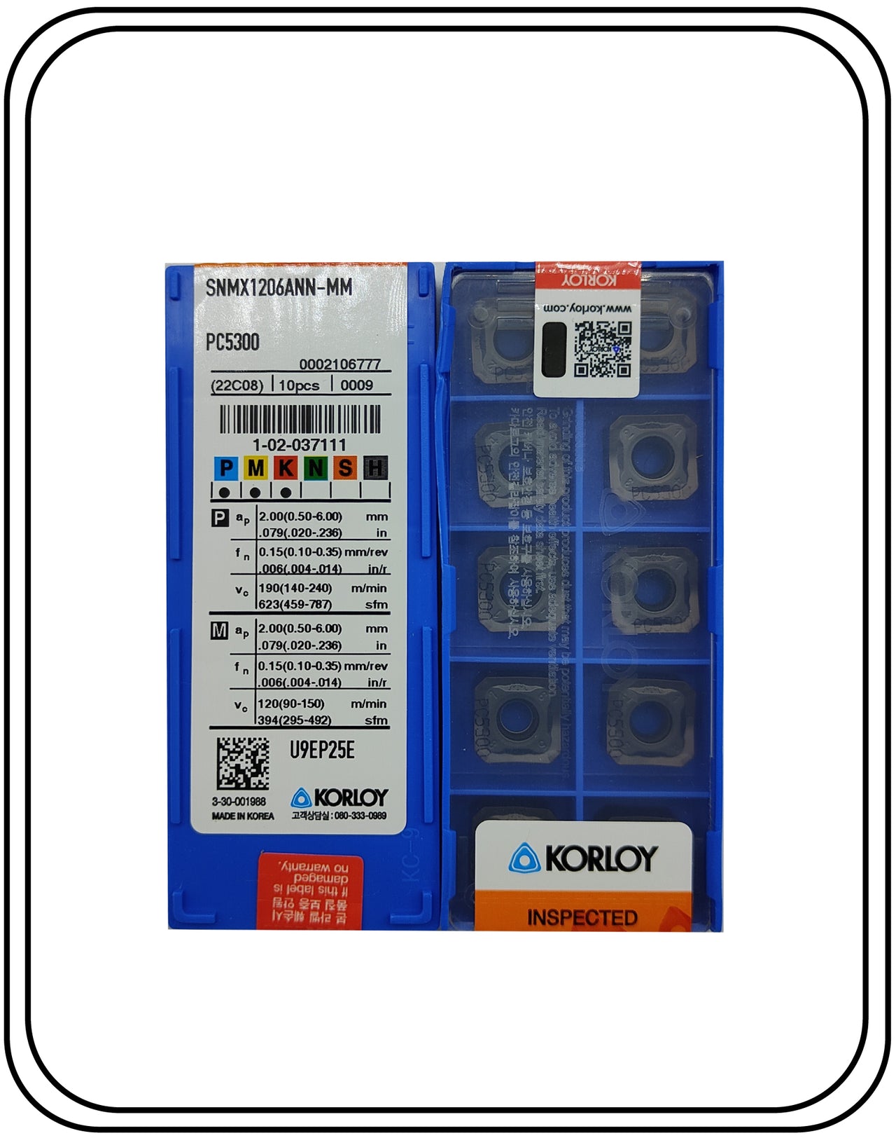 KORLOY SNMX 1206ann-mm Pc5300 10pcs Steel grade (1BOX)