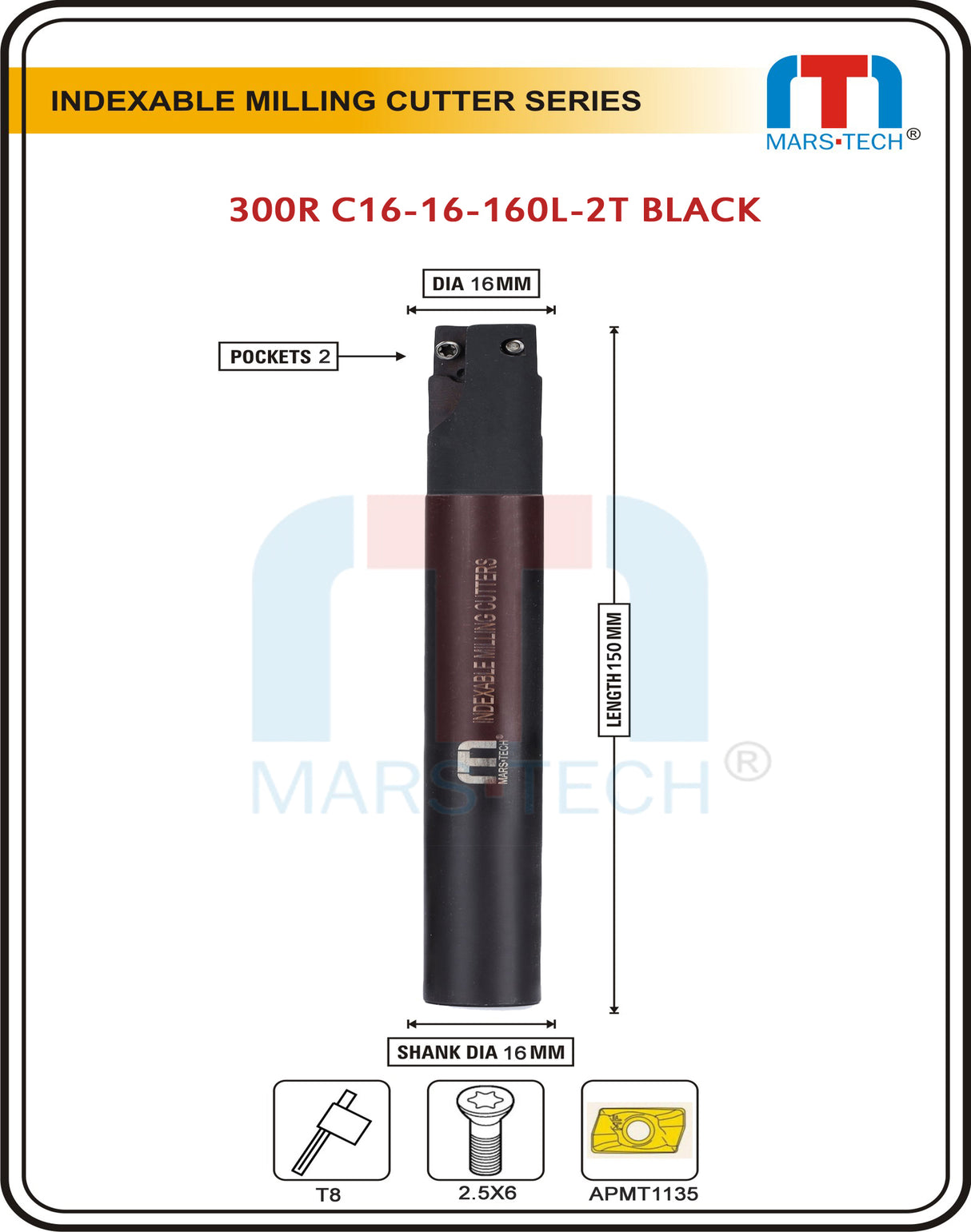 16mm Indexable Inserted Endmill