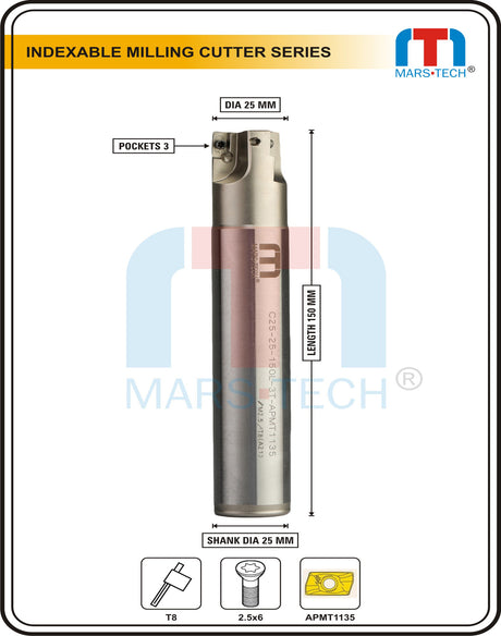 25mm Indexable Inserted Endmill