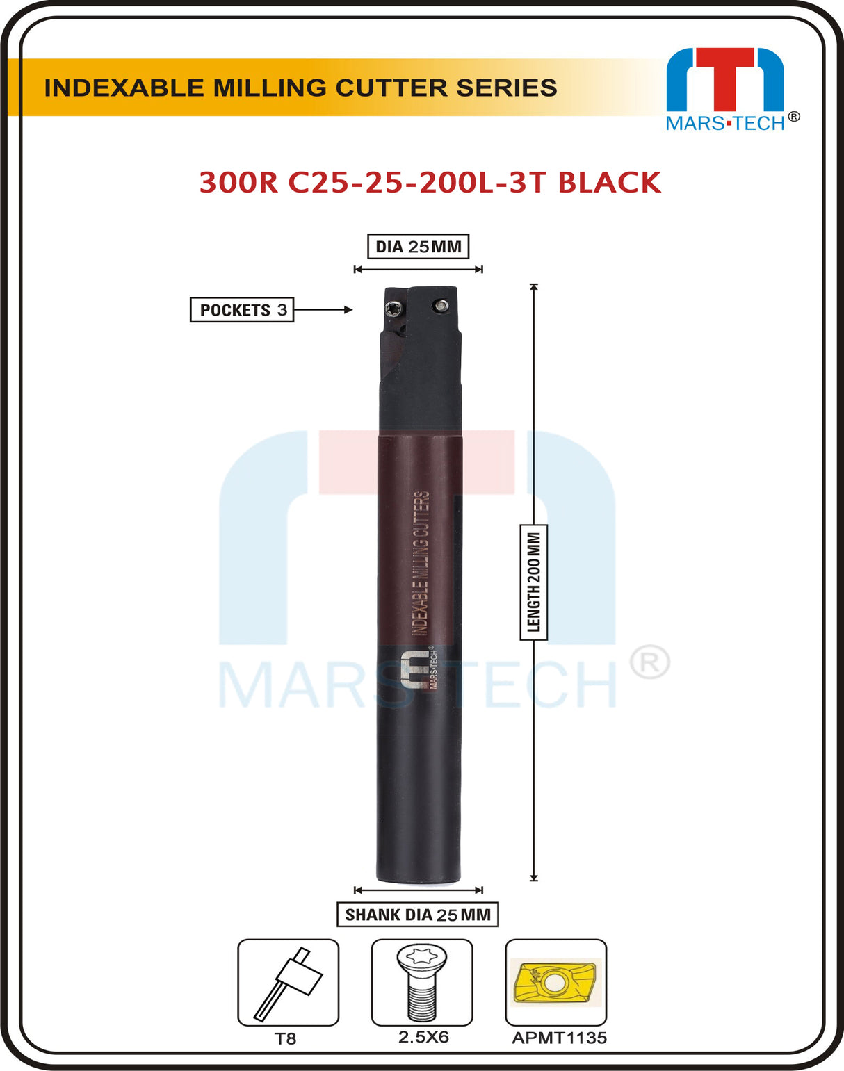 25mm Indexable Inserted Endmill Shank 25 Mm