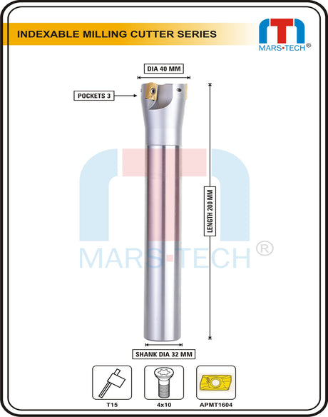 40 MM Indexable Inserted Endmill | APMT1604 insert