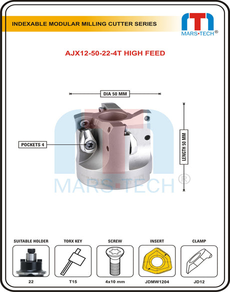 Indexable Inserted High Feed Cutter Dia 50 Mm