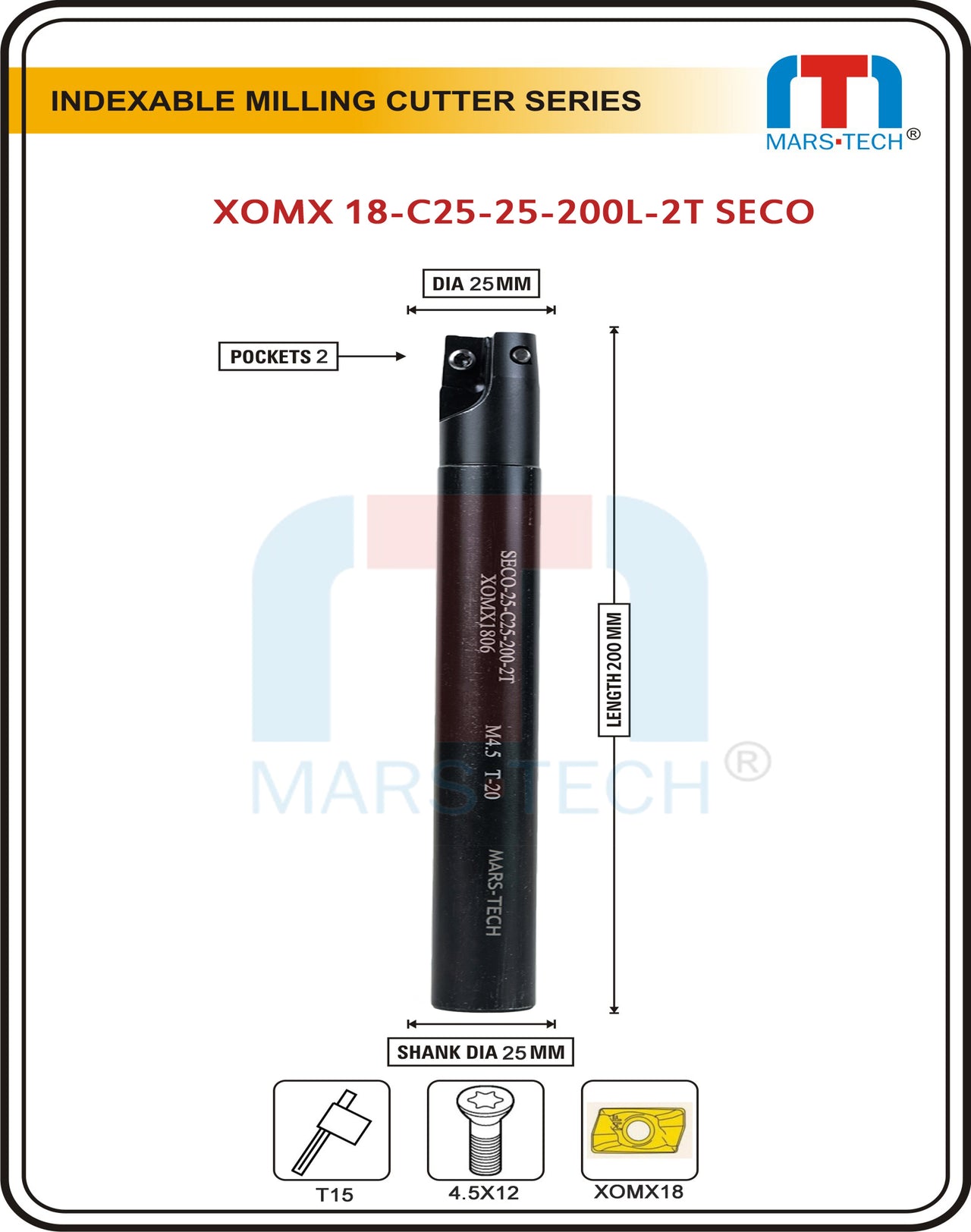 XOMX1804 Inserted Endmill Cutter Dia 25 And 32 Mm