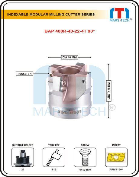 BAP400R-40-16/22-4T Face Milling Cutter