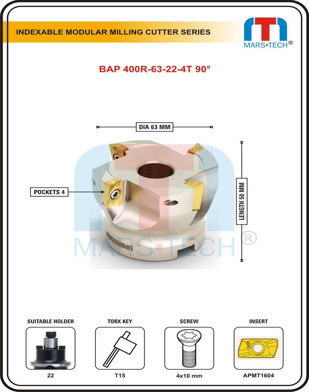 BAP400R-63-22-4T Face Milling Cutter Dia