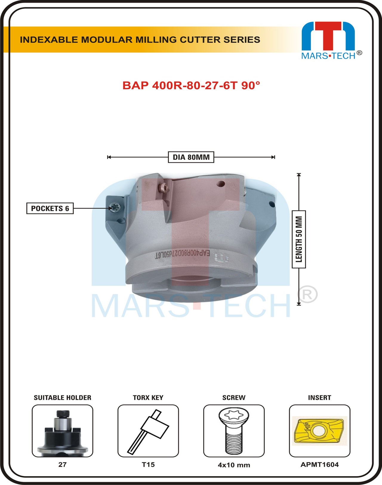 BAP400R-80-27-6T Face Milling Cutter