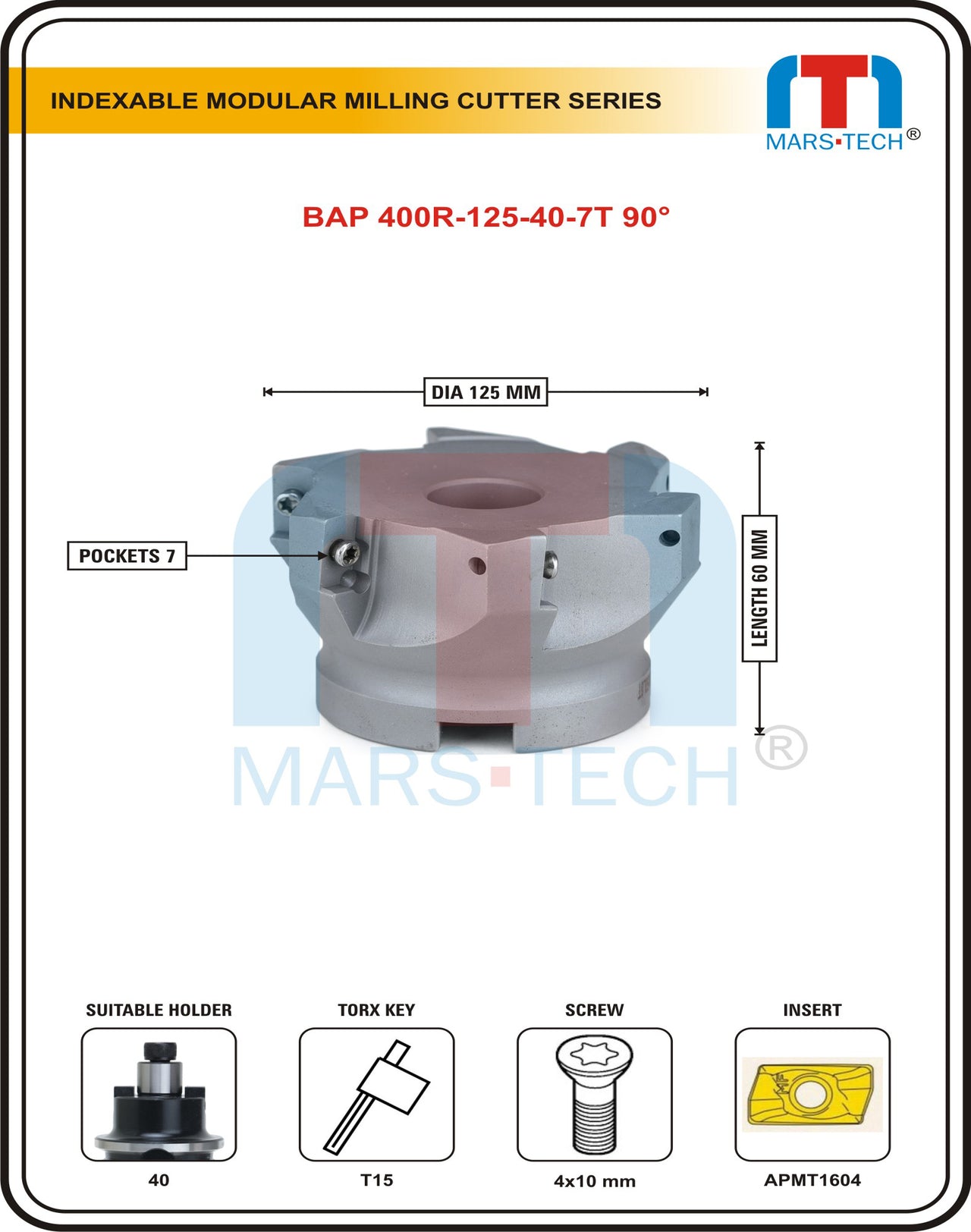BAP400R-125-40-7T Face Milling Cutter