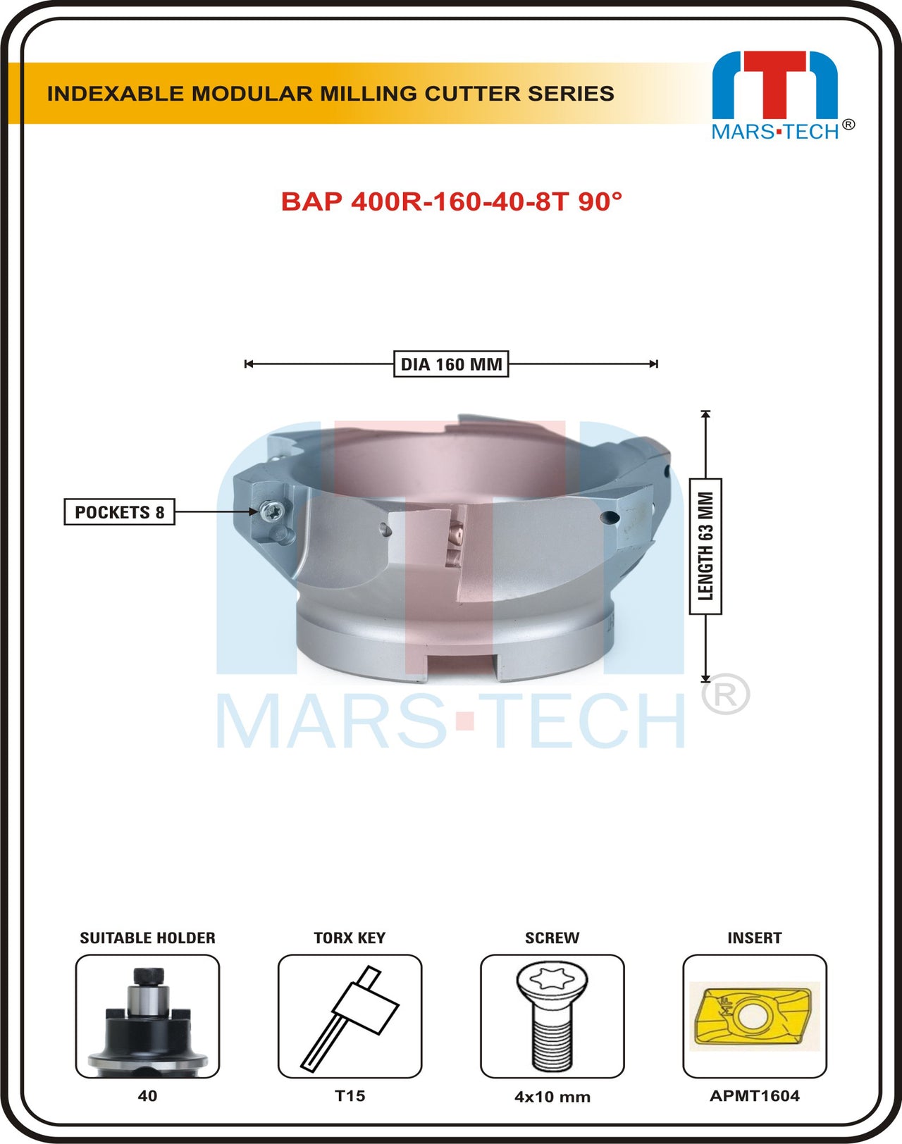 BAP400R-160-40-8T Face Milling Cutter