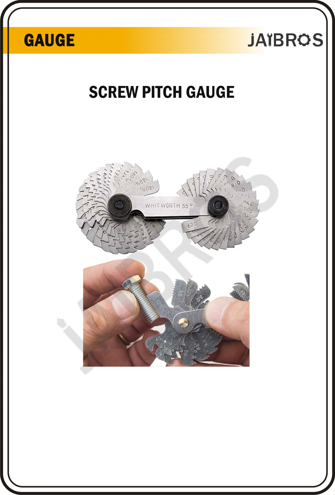 Screw Pitch Gauge With Worth Standard 55 Degree