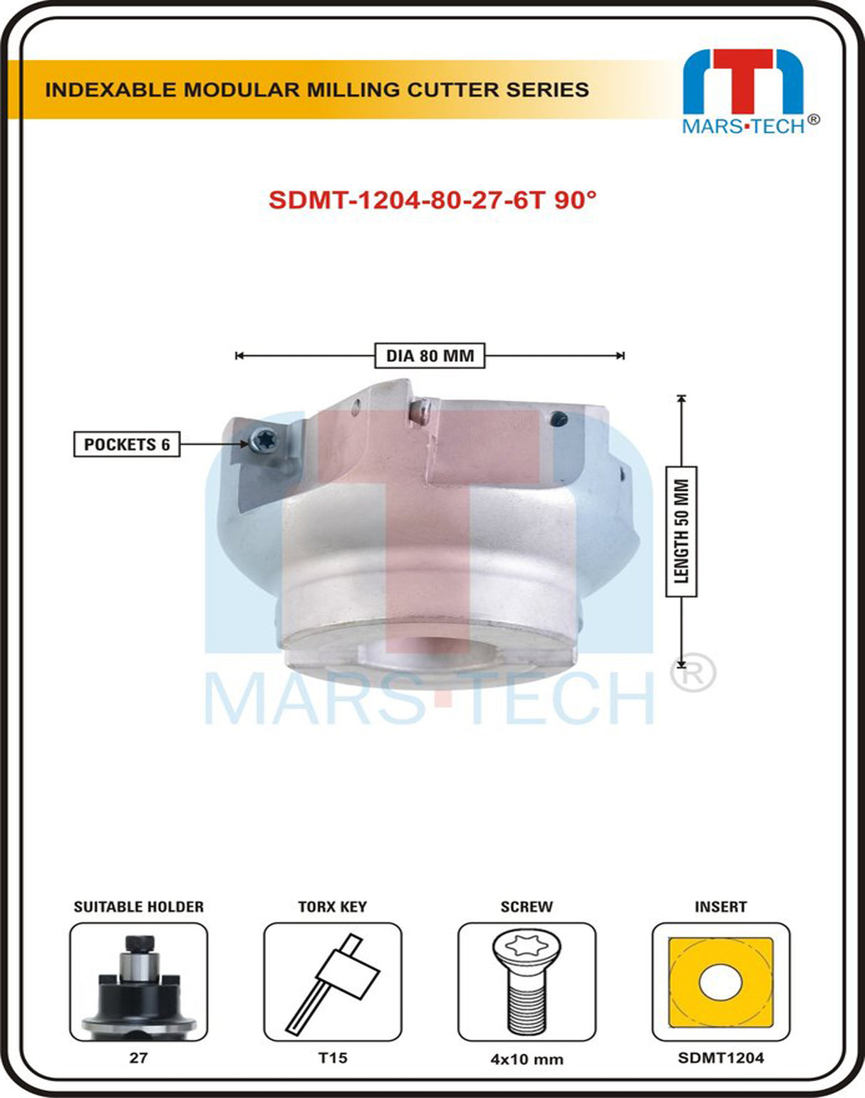 SDMT1204 Milling Cutter dia 80 mm