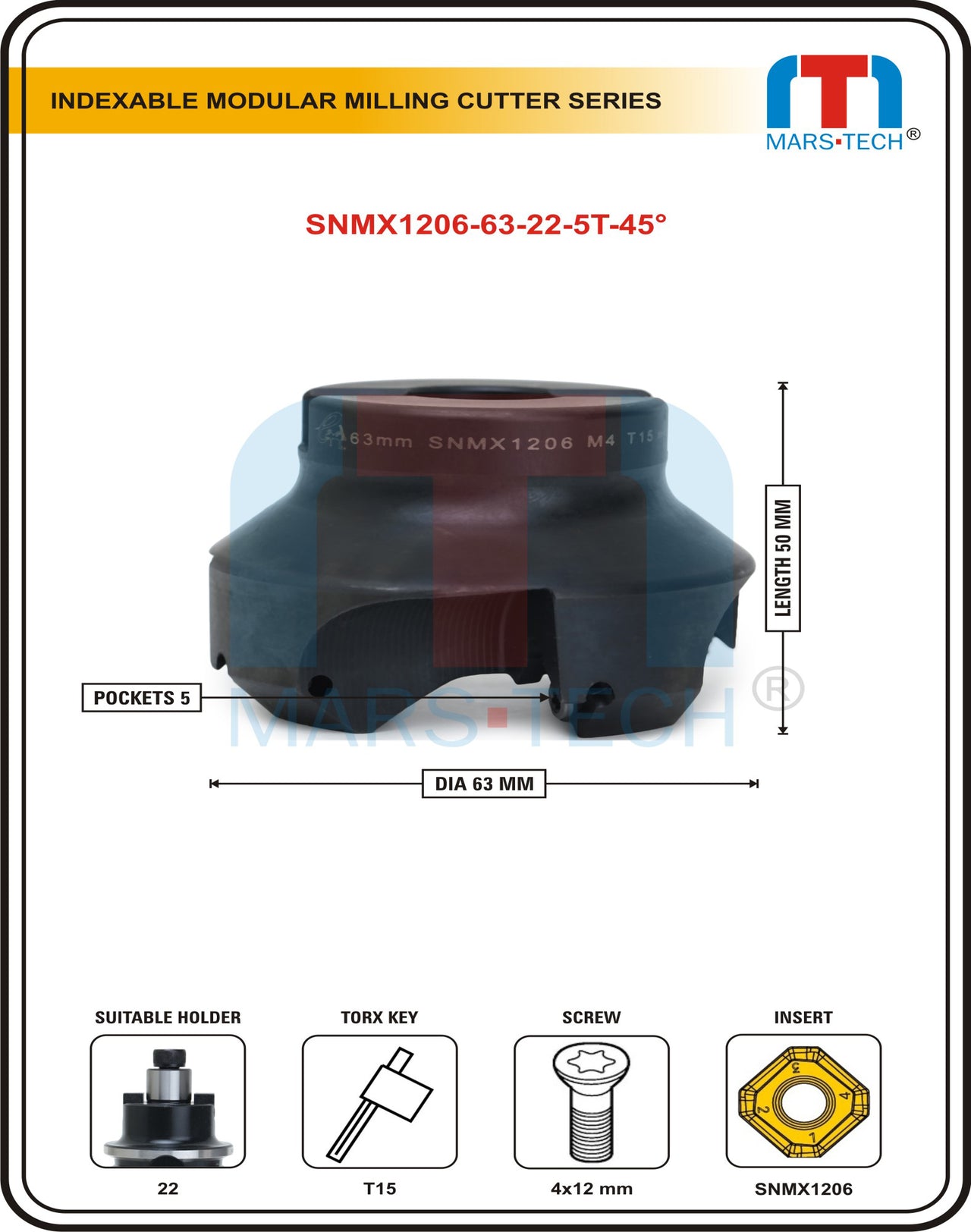 SNMX1206 Insert Facemill Dia 63