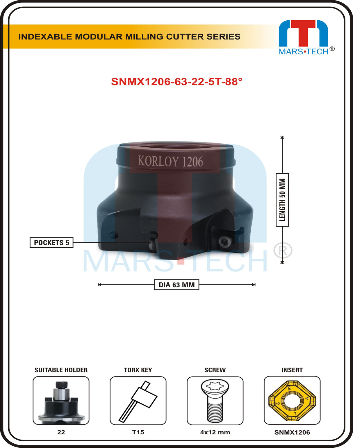 SNMX1206 Insert Facemill Dia 63