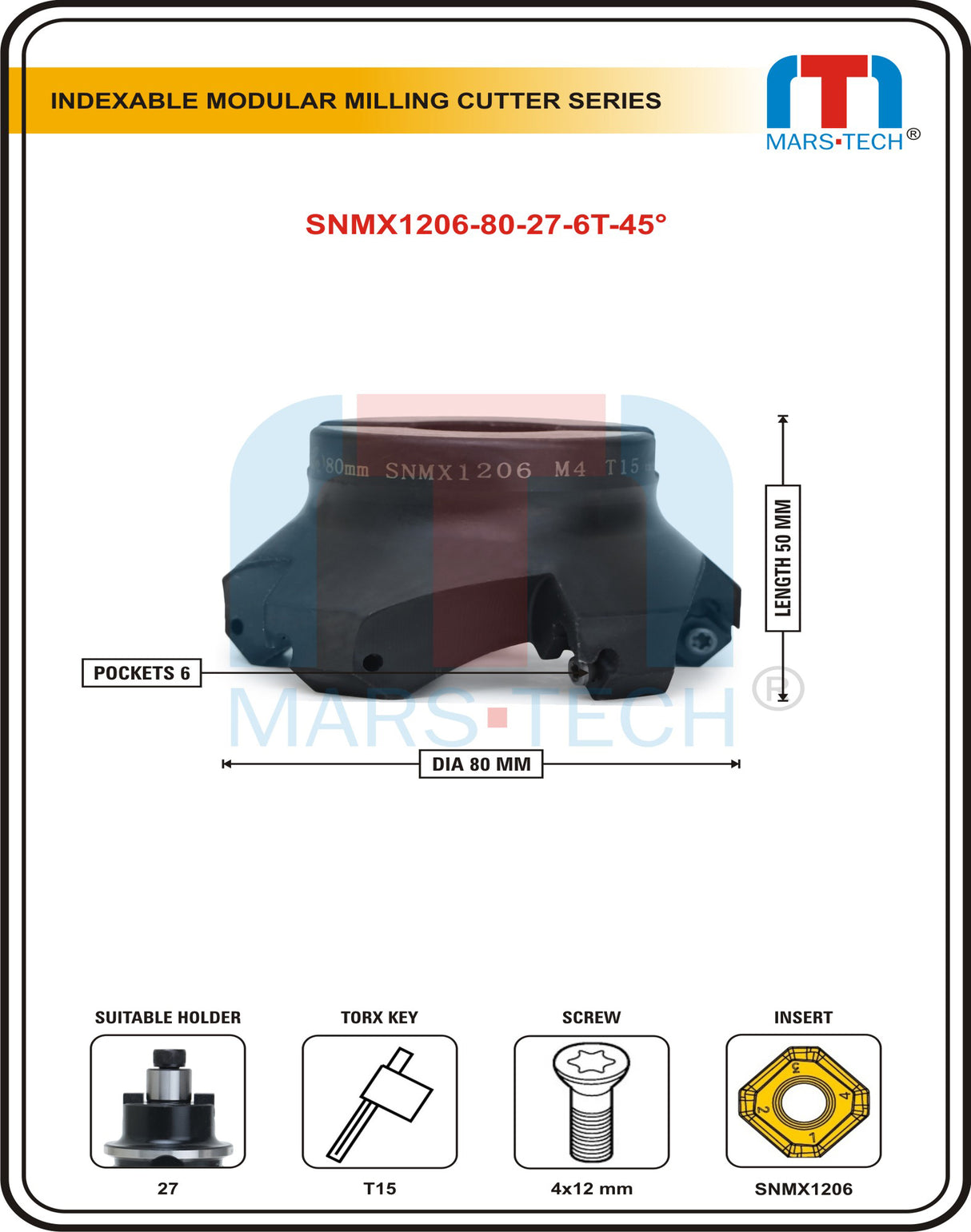 SNMX1206 Insert Facemill Dia 80