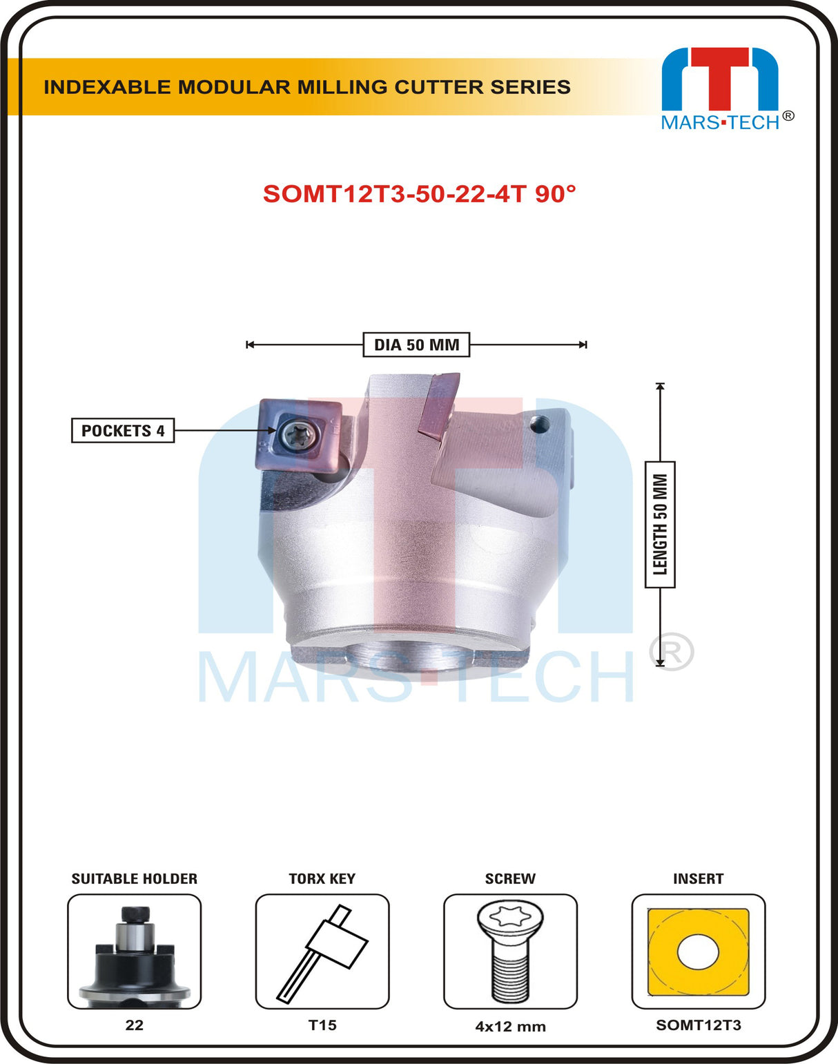 SOMT12T3 Indexable Cutter dia 50