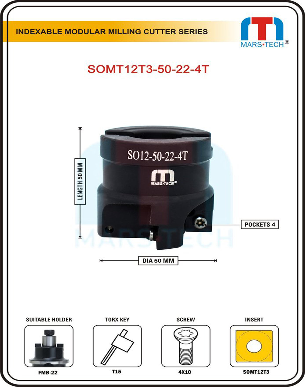 SOMT12T3 Indexable Cutter dia 50