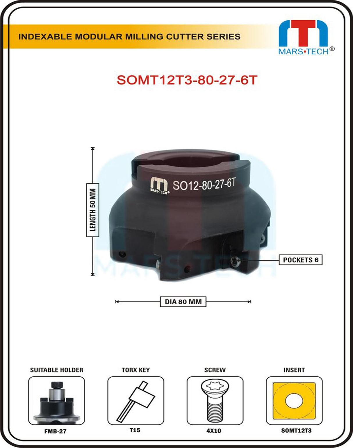 SOMT12T3 Indexable Cutter Dia 80