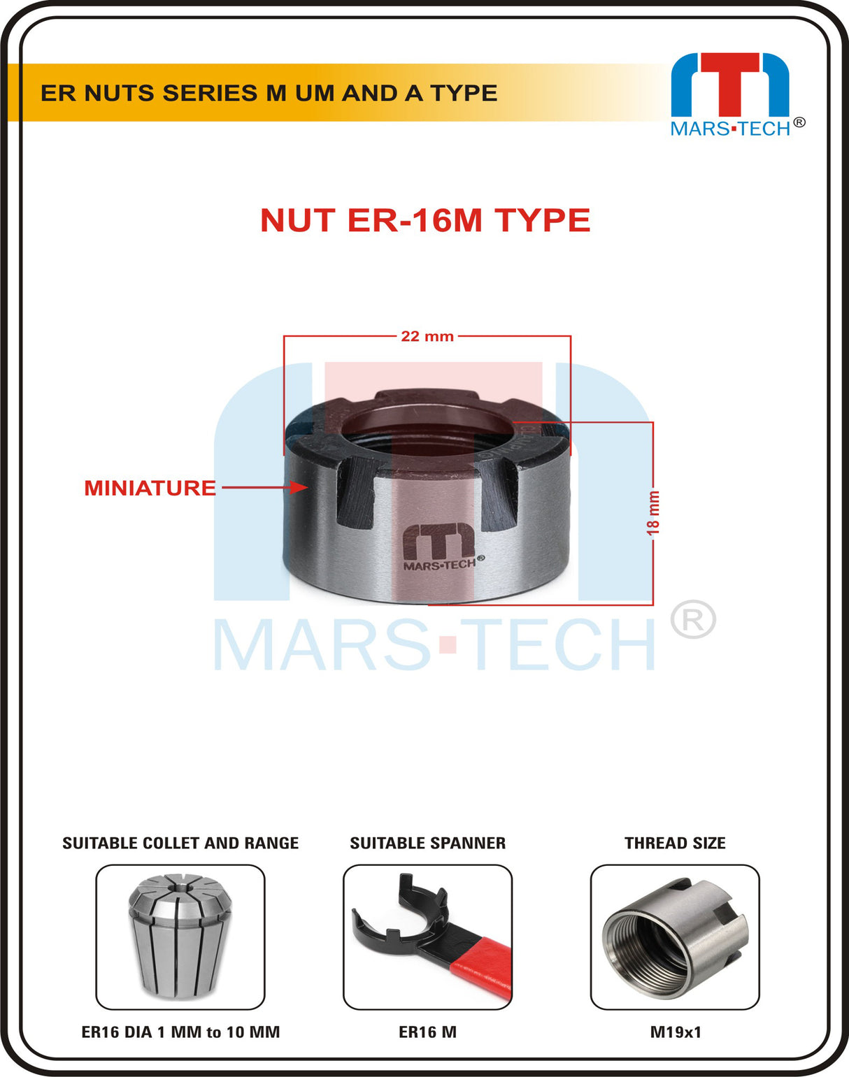 Mars-Tech ER Nuts ER16 A AND M