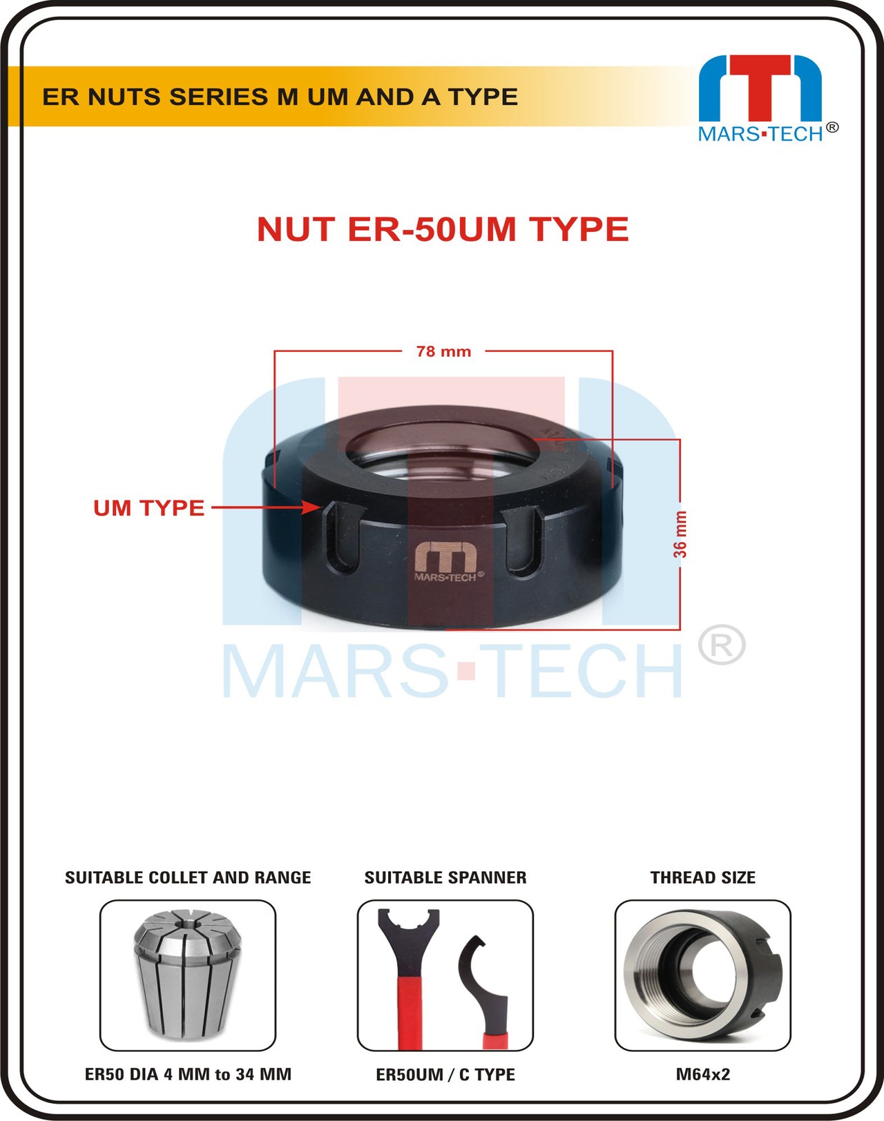 Mars-Tech ER Nut ER50UM