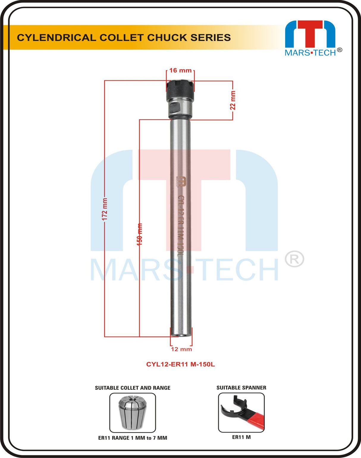 Cylindrical Collet Chuck ER11