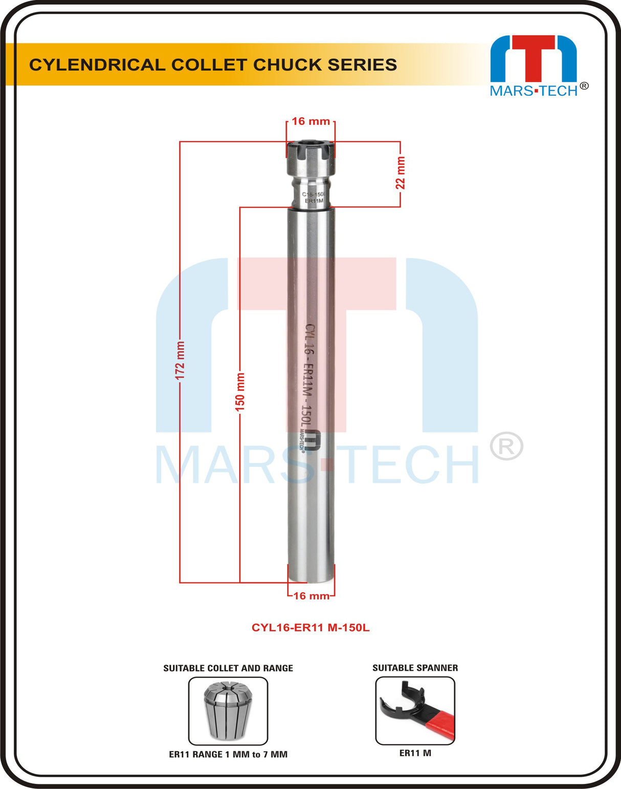 Cylindrical Collet Chuck ER11