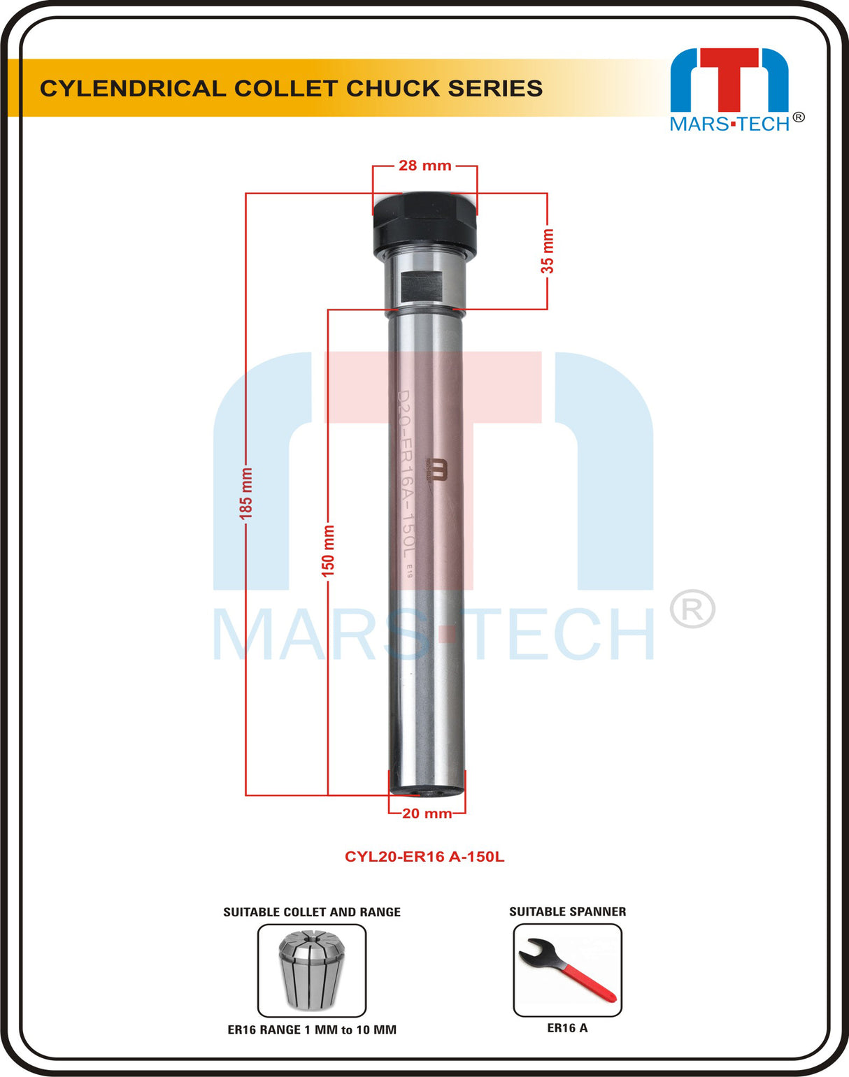 Straight Shank Collet Chuck ER16 A And M Type