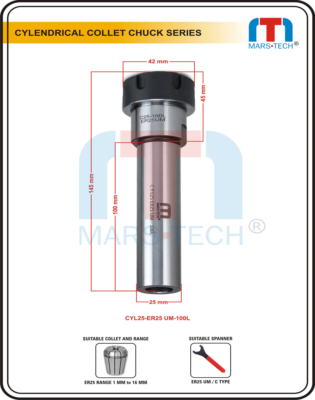 Straight Shank Collet Chuck ER25UM