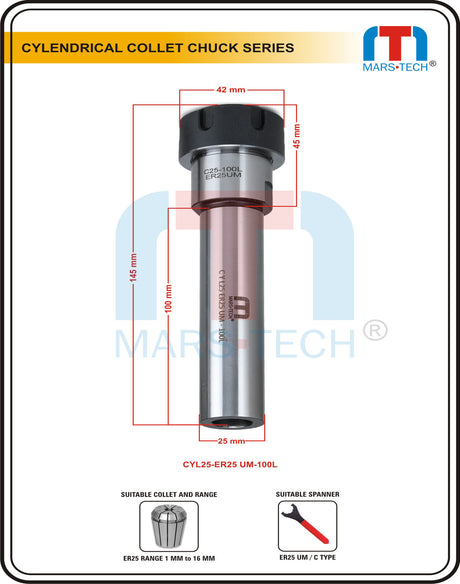 Straight Shank Collet Chuck ER25UM