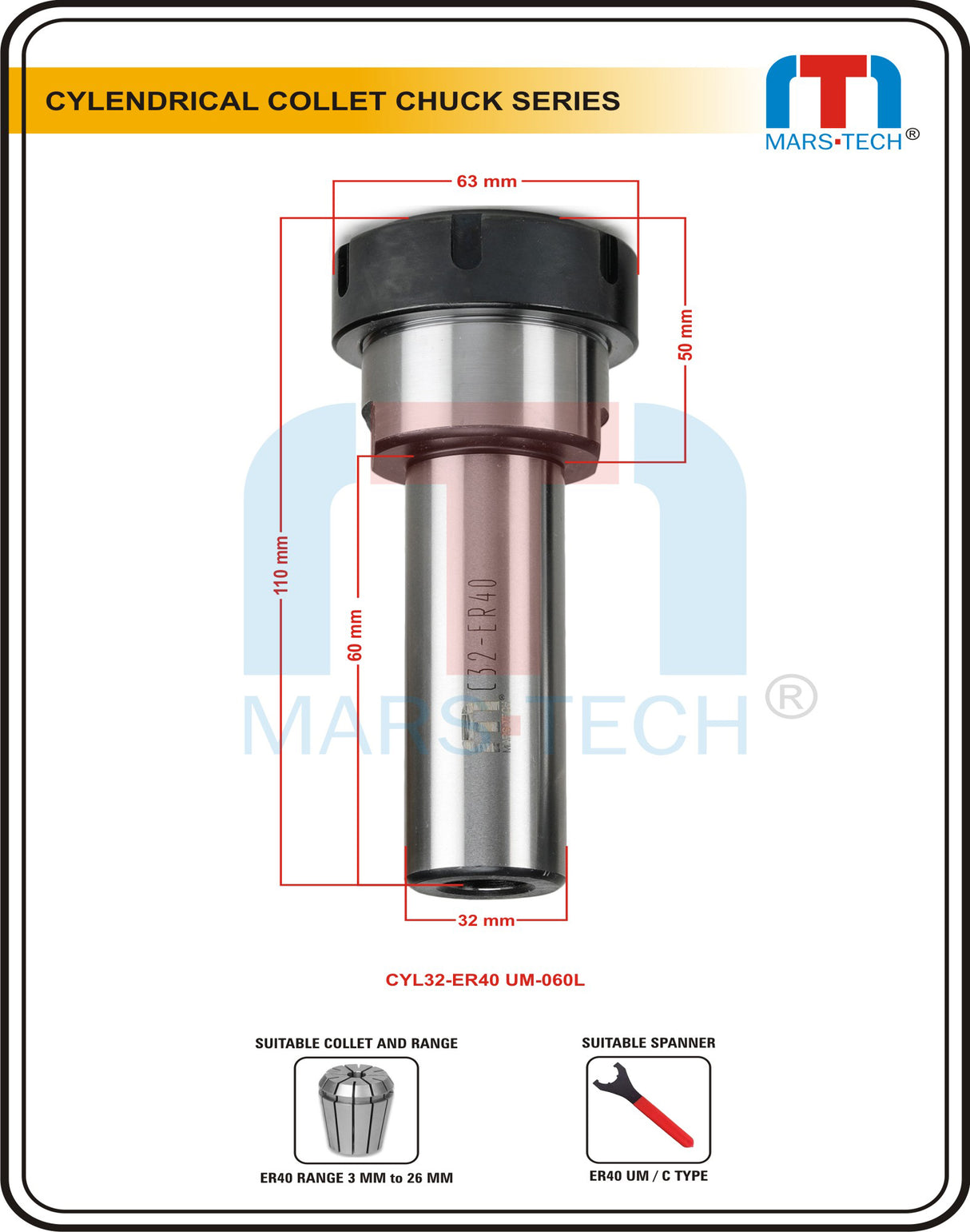 Straight Shank Collet Chuck ER40um