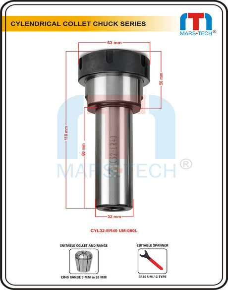 Straight Shank Collet Chuck ER40um