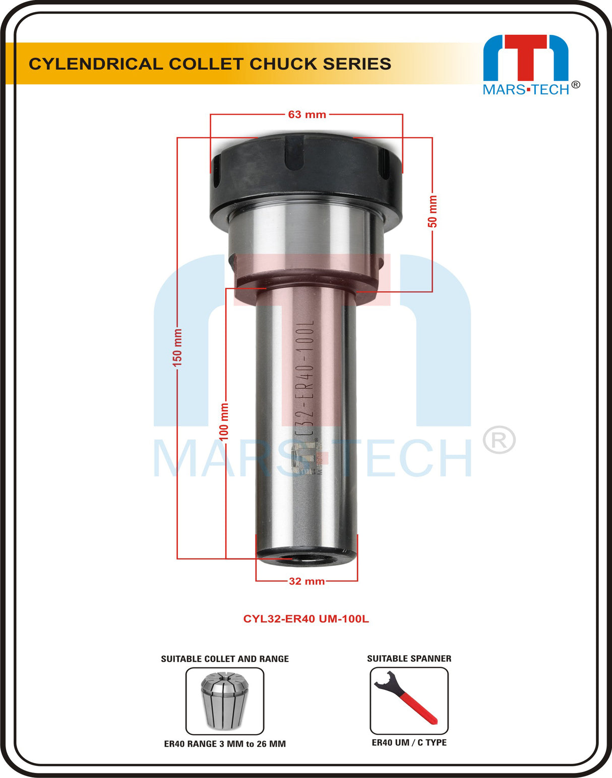 Straight Shank Collet Chuck ER40um