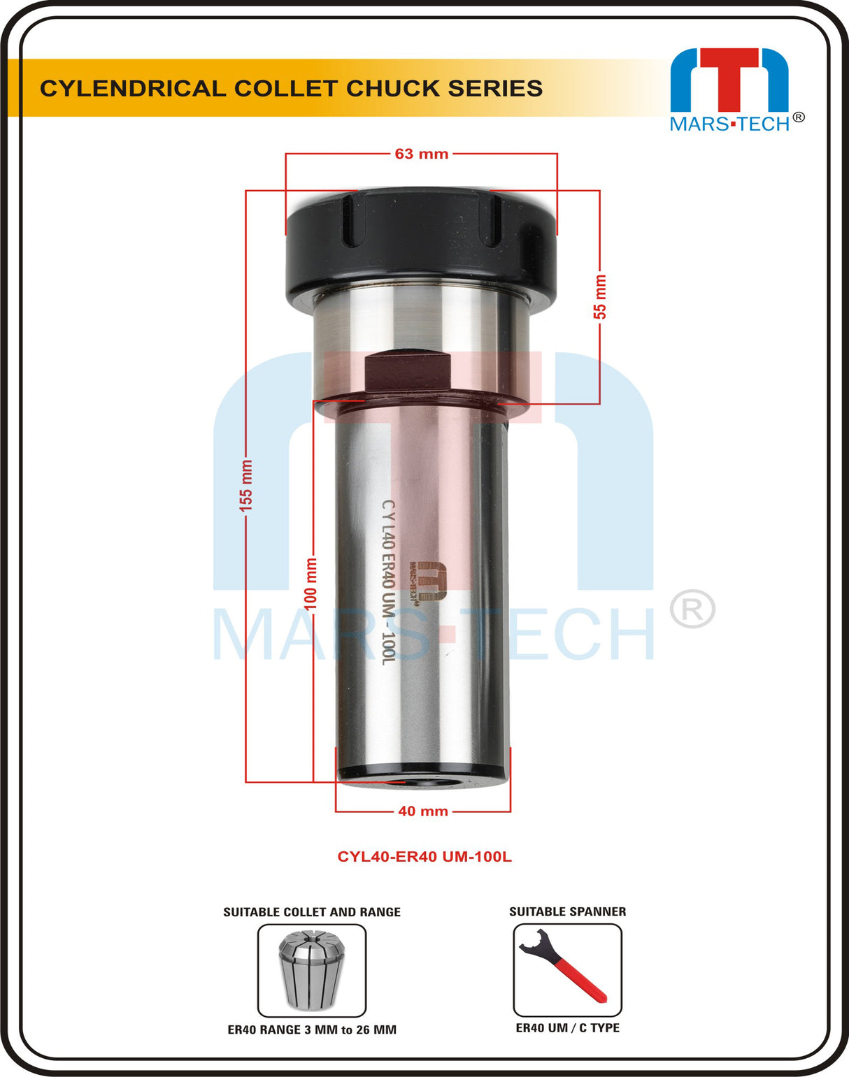 Straight Shank Collet Chuck ER40um