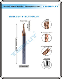 Thumbnail for 1.5 mm Carbide Endmill 55 HRC