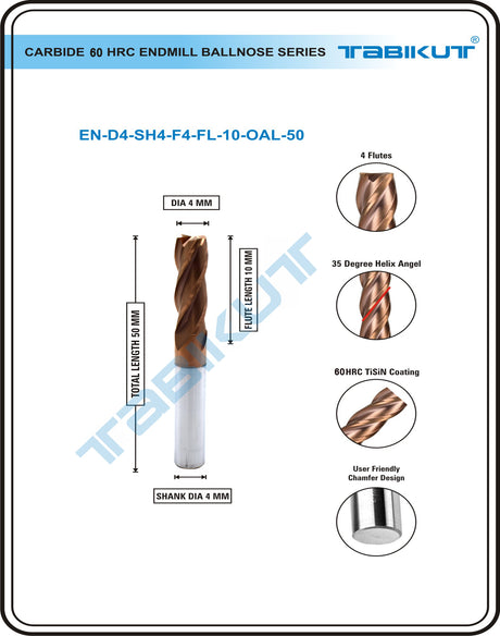 4mm Carbide Endmill 60 HRC | 4mm endmill