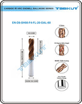 8 mm Carbide Endmill 60 HRC 4 Flutes